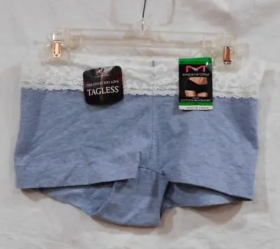 NWT - Ms. Cotton Dream Lace-Trim Boyshort Panty -Maidenform - Blue - Sz L/7 • $6.99