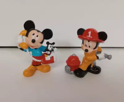 Disney Mickey Mouse Fireman Fire & Mickey Phone 2.5 In Figure Applause Lot Of 2 • $14.99