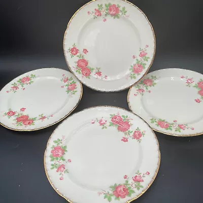 4 - Crooksville China Co. 8  Salad Dessert Snack PLATES Pink Roses K-R Vintage • $15