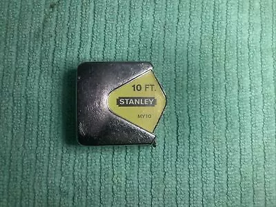 Rare Vintage Stanley MY10 Tape Measure Push Pull 10ft Made In USA Belt Clip • $19.50