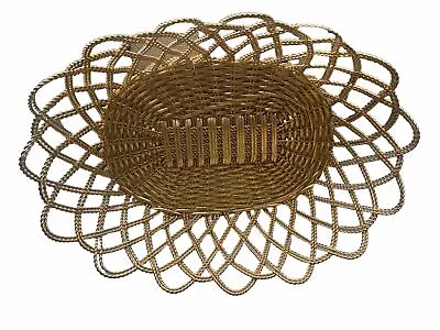 VINTAGE Gold Tone Metal Wire Woven Bread Basket • $20