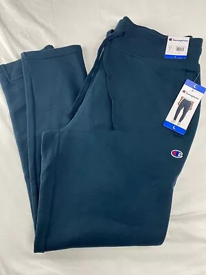 Champion Powerblend Fleece Open Bottom Jogger Sweatpants Aqua Teal Blue LG NWT • $24.49