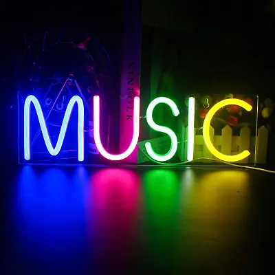 Neon Light MUSIC Neon Sign For Wall Decor Colorful Letters Neon Lights Sign • $48.99