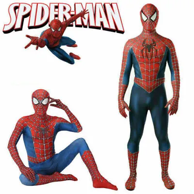 Adult Mens Raimi Spiderman Jumpsuit Halloween Kids Cosplay Xmas Costumes UK • £12.14