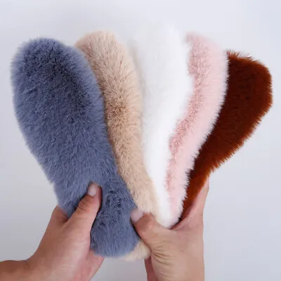 Faux Rabbit Fur Plush Insoles Winter Thermal Thicken Women Shoe Pads Insoles • £4.29