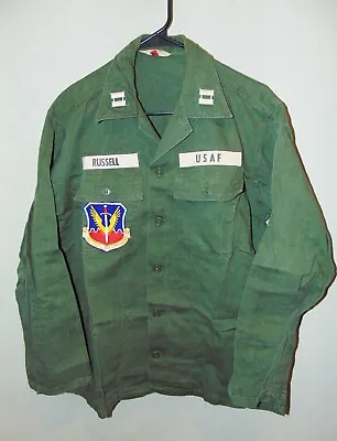 Vietnam Era OG107 Cotton Fatigue Shirt W/Insignia USAF F-100 Super Sabre Pilot • $75