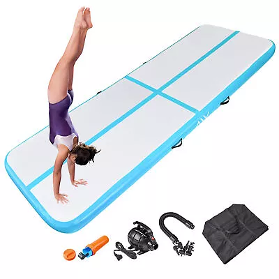 10 Ft Air Mat Track Inflatable Tumbling Mat Gymnastics Training Workout Blue • $129.90