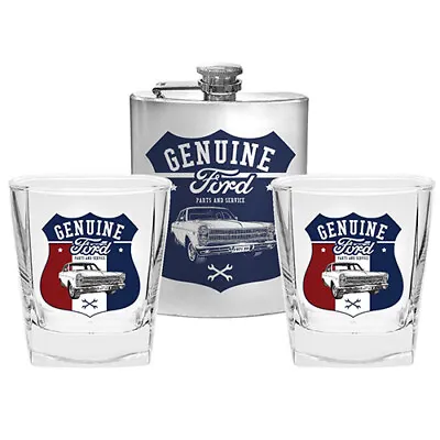 FORD Mustang Set Of Two Spirit Glasses And Hip Flask Birthday Gift • $32.59