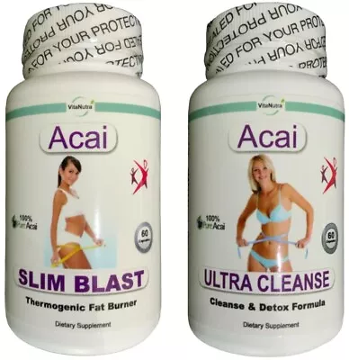 Acai Fat Burner & Detox Cleanse Weight Loss Slimming Tablets Bloating Metabolism • £34.95