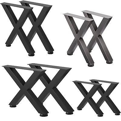 £81.59 • Buy 2 X Cross Shape Table Legs Black Clear Handmade Coffee Bench Legs Metal Steel