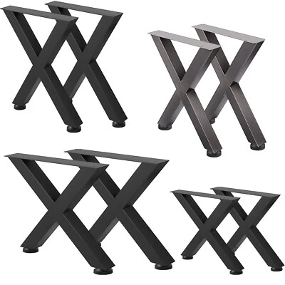 £59.51 • Buy 2 X Cross Shape Table Legs Black Clear Handmade Coffee Bench Legs Metal Steel