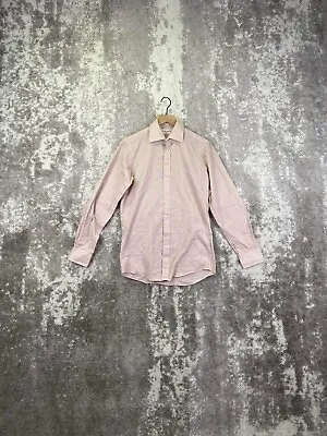 Vintage Yves Saint Laurent YSL Pink Mini Check Print Long Sleeve Button Shirt • $24.99