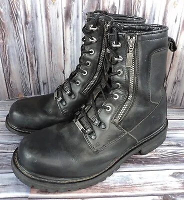 Milwaukee Men's Black Leather Motorcycle Trooper Boots MB416 - Size 12D • $43.20