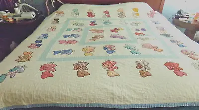 Vintage Sunbonnet Sue 75  X 80  Hand Made Quilt-No Damage • $69.99