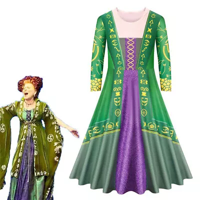 Kids Hocus Pocus Winifred Sanderson Cosplay Party Costume Girls Dress Medieval  • $28.75