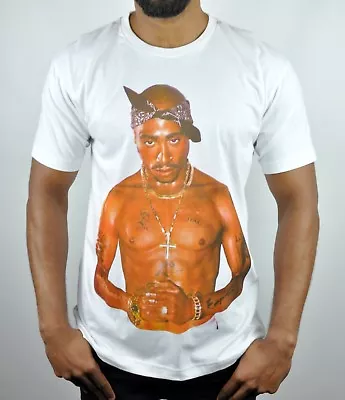 2Pac Thug Life Organic Cotton Crew Neck T-Shirt In White Size - L • $26.99