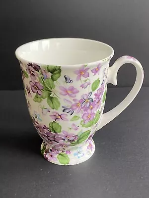 2003 Maxwell & Williams Fine Bone China Violets Pedestal Mug • $7.32