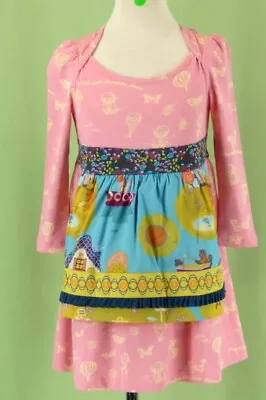 Matilda Jane Girl DRESS Lily Pad Damsel Balloon Paint By Numbers Apron Size 4 • $4.99