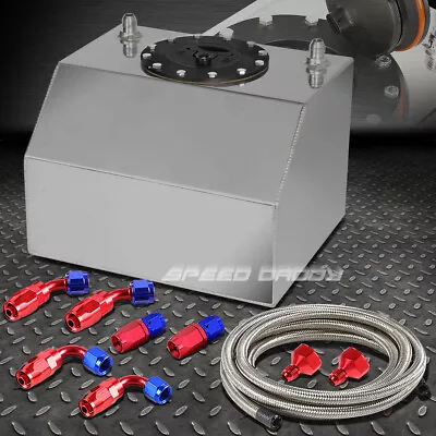 4 Gallon/15 Liter Aluminum Racing Fuel Cell Gas Tank+cap+steel Braided Line Kit • $126.88