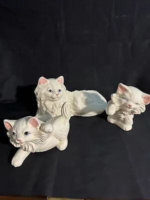 $59.99 • Buy Ceramic Vintage Cat Vase And 2 Kittens Figurines. Very Cute