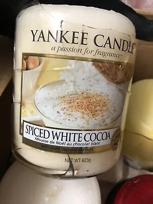 Yankee Candle Large Spiced White Cocoa  Scented Retired Rare No Glass Wax Only • £22
