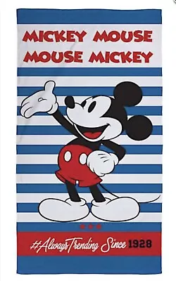 Disney Micky Mouse Stripe 100% Cotton Beach Bath Sea Absorbent Towel 70 X 140cm • £12.99