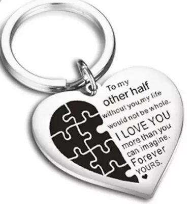 TO MY OTHER HALF Puzzle Keychain Heart Key Ring-Spouse/Anniversary/Love/Gift NEW • £5.78