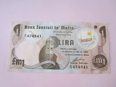 Malta 1967 1 Lira/pound Note  A13 Prefix Never Circulated Combined Post • $14.15