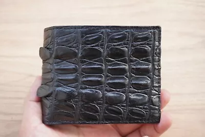 Handmade Black Real Alligator Crocodile Hornback Leather Skin Men Bifold Wallet • $47.60