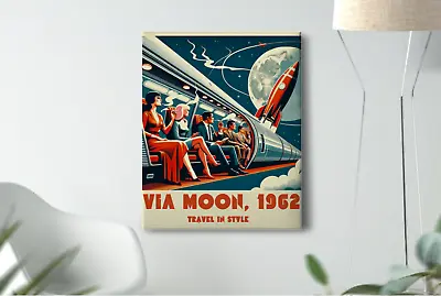 Retro Vintage 1940s Travel Poster #002 - Via Moon 1962 • $11.99