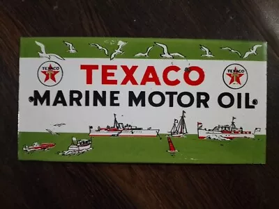 Porcelain Texaco Marine Motor Oil Enamel Metal Sign Size 10   X 5   Inches • $24.99