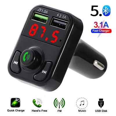 USB Port 12V Bluetooth Car Transmitter FM Radio For IPhone Android Charger • £7.90