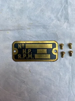 Lister Engine Spec Plate Plus 4 Rivets New Old Stock • £12