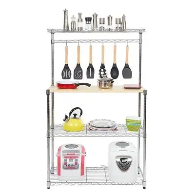 59  4 Tier Bakers Rack Kitchen Cart Microwave Stand Cutting Board Workstation • $43.99