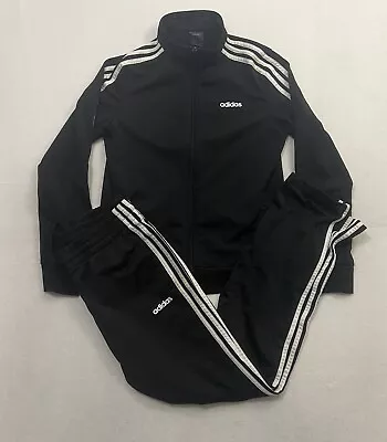 Adidas Tracksuit Black White Youth Medium Warmup Jogging Jump Suit Two Piece • $29.99