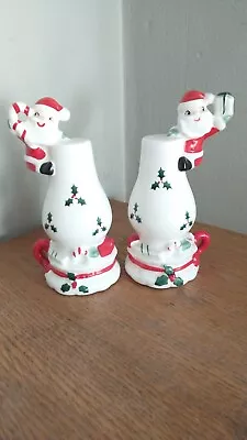 Vintage 1960 M G Santa Salt And Pepper Shakers Really Cute • $15