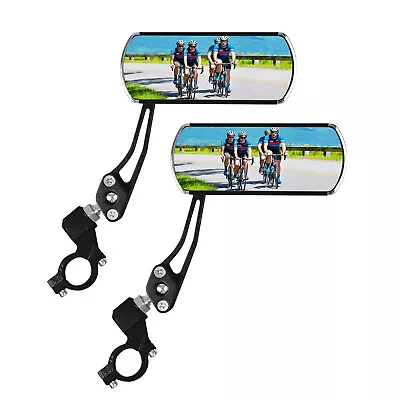 1 Pair Black Bicycle Rear View Mirror Anti-Shock Lens For Road Bike Rectangle US • $13.58