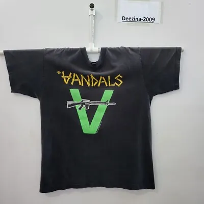 Vintage 80s The Vandals Punk Rock Peace Thru Vandalism T-Shirt Size XL • $249.99