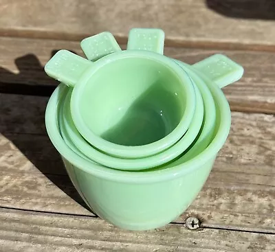 Glass Jadite / Jadeite Tab Handled Measuring Cups / Set 1/4 1/3 1/2 1 Cup • $35