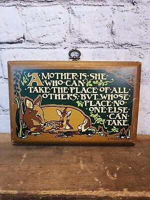 Vtg Yorkraft Wooden Sign Precious Thoughts 1621 A Mother.. Deer 1978 Wood Plaque • $9.99