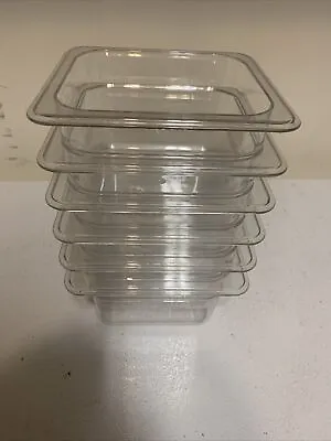 6 PACK Clear Plastic Steam Prep Table Food Pan 1/6 SZ 4  Deep Polycarbonate  NSF • $14.95