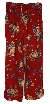 Erin London Womens Red Floral 100% Rayon Light Weight Capri Lounge Pants Size S • $19.99