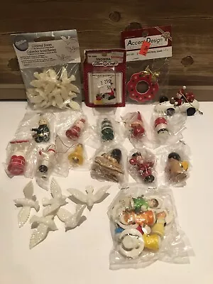 Mixed Lot Of Tiny Wooden Christmas Ornaments Miniature Wood & Cake Decorations • $12.98