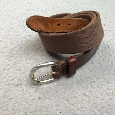 Vintage Brown Leather Stretch Belt Brass Tone Buckle USA Made  Men's Size 44 • $14.42
