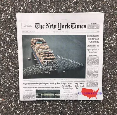 New York Times - Wednesday March 27 2024 (baltimore Francis Scott Key Bridge) • $7.99