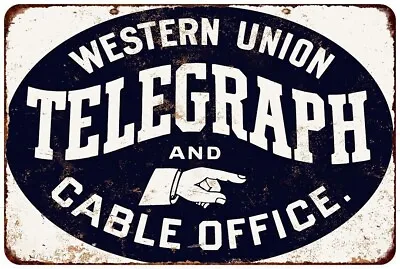 Western Union Telegraph And Cable 2 Vintage Look Reproduction Metal Sign 8 X 12 • $22.94
