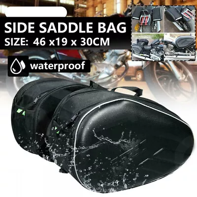 Universal 2x Motorcycle Pannier Side Bags Luggage Saddle Bags Waterproof Black • $62.35