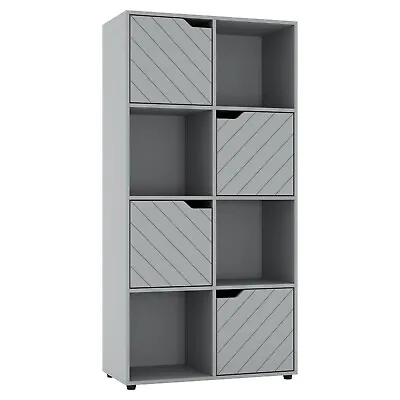 Wooden Cube Bookcase Line Door Display Shelf Storage Shelving Cupboard Modern • £57.99