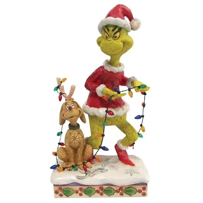 $69.90 • Buy Jim Shore GRINCH AND MAX TIPTOEING WRAPPED IN LIGHTS Figurine 6010779 NEW 2022