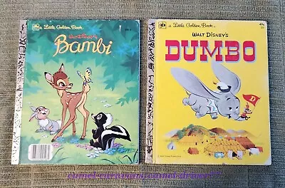 VINTAGE LOT Little Golden Books WALT DISNEY'S BAMBI 1984 & DUMBO 1974 • $14.99